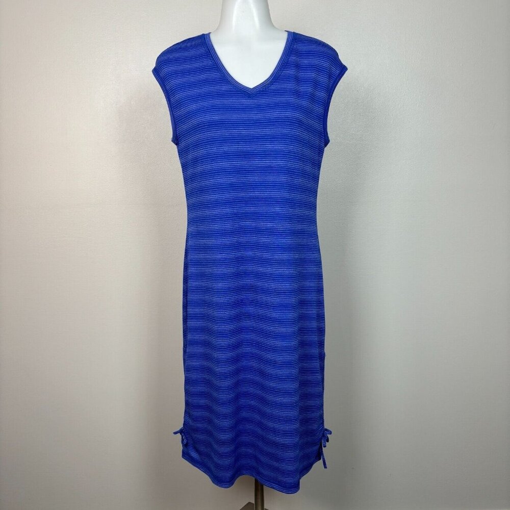 Talbots Dress SP Blue Striped Knee-Length Stretch Short Sleeve‎ Casual Knit